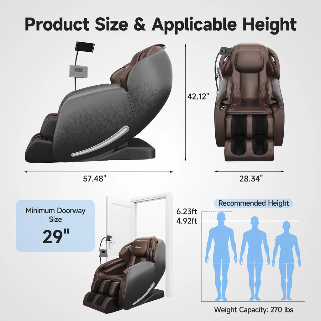 Fauteuil Massant avec détecteur rythme cardiaque et oxygène